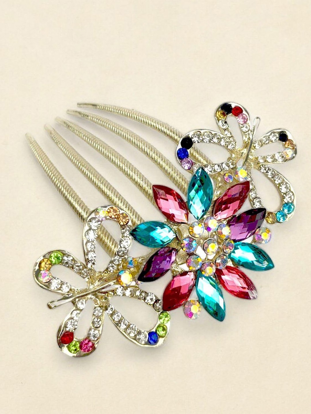 

ANNA CREATIONS Women Embellished Hair Metal Comb Pin, Gold
