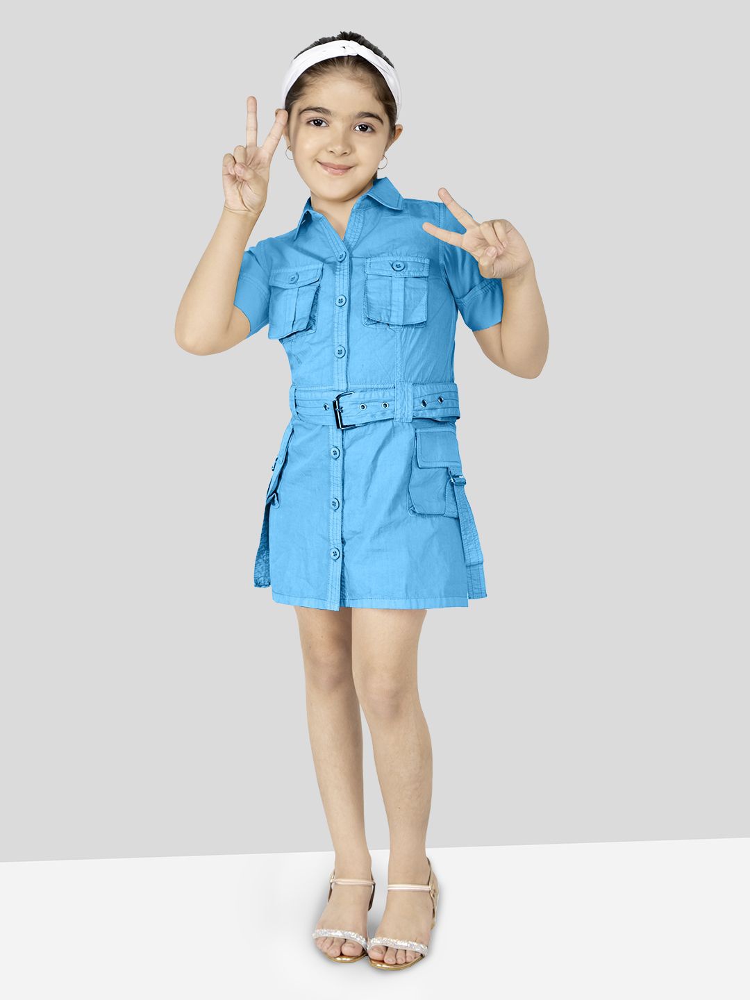 

Naughty Ninos Short Sleeves Pure Cotton Shirt Dress, Blue