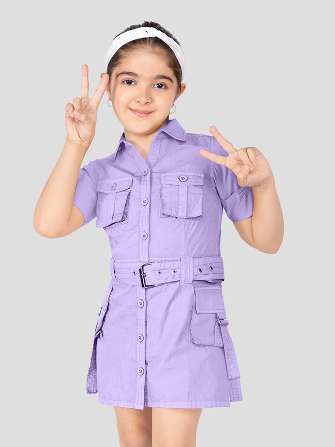 

Naughty Ninos Girls Pure Cotton Shirt Dress, Lavender
