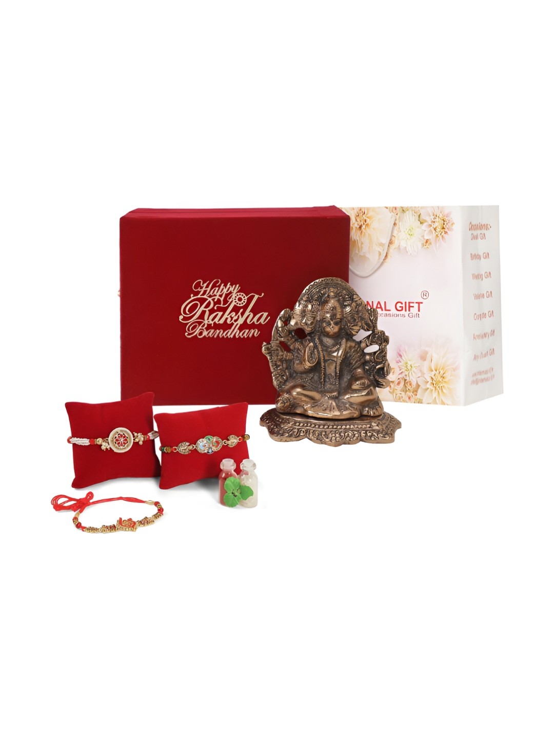 

INTERNATIONAL GIFT Copper-Toned & Red Rakhi Gift Set