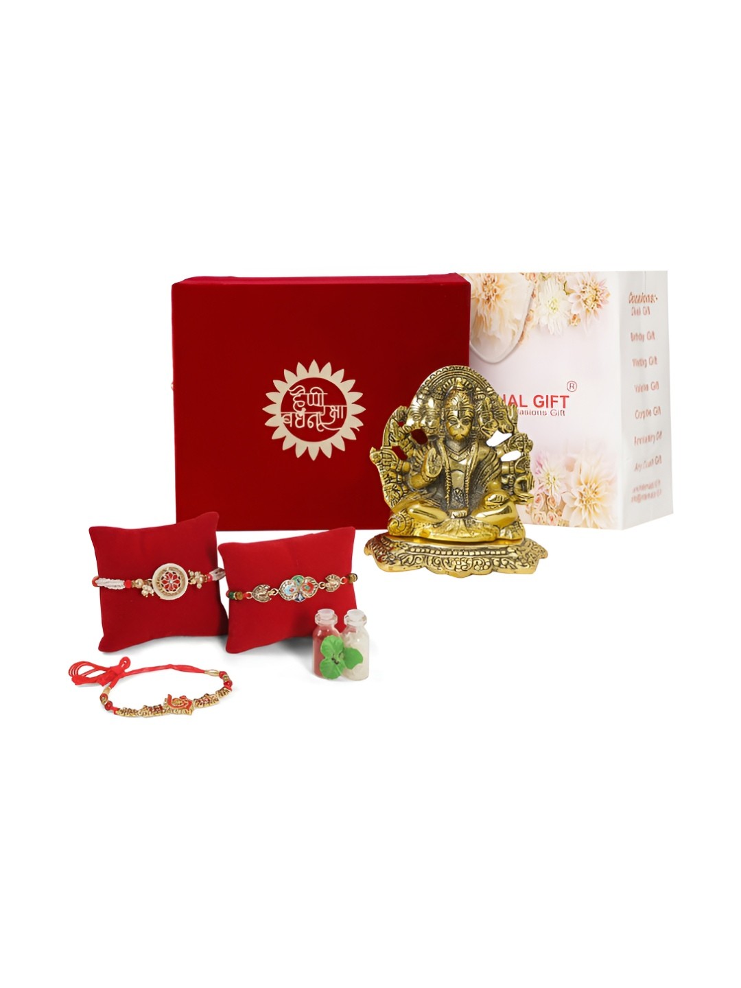 

INTERNATIONAL GIFT Gold-Toned & Red Rakhi Gift Set
