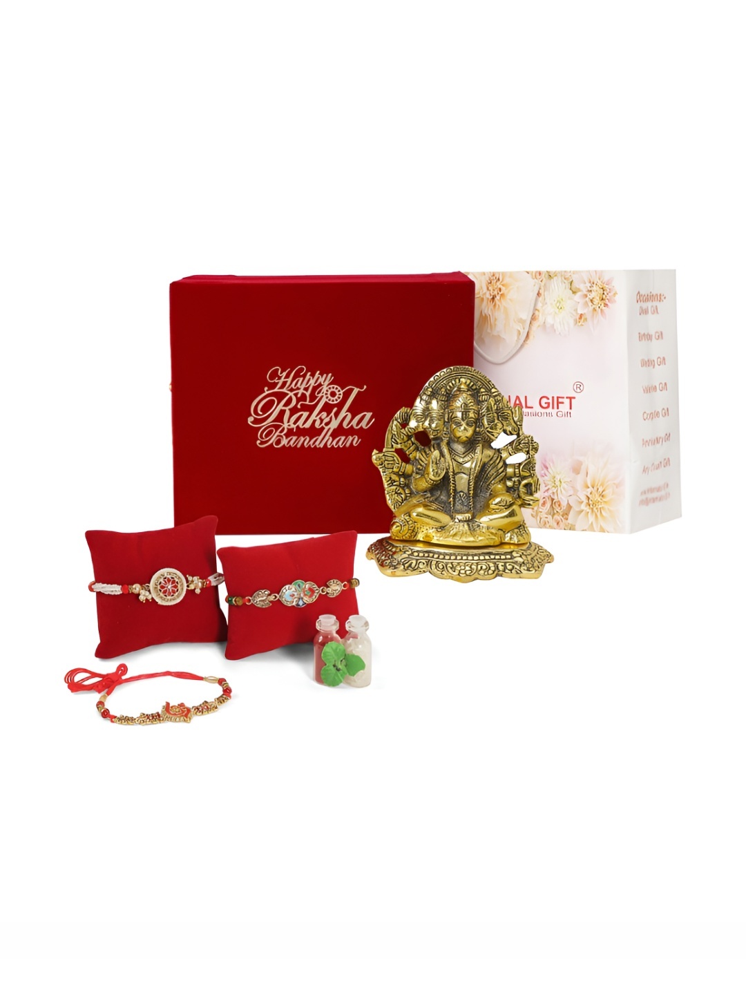 

INTERNATIONAL GIFT Gold-Toned & Red Rakhi Gift Set