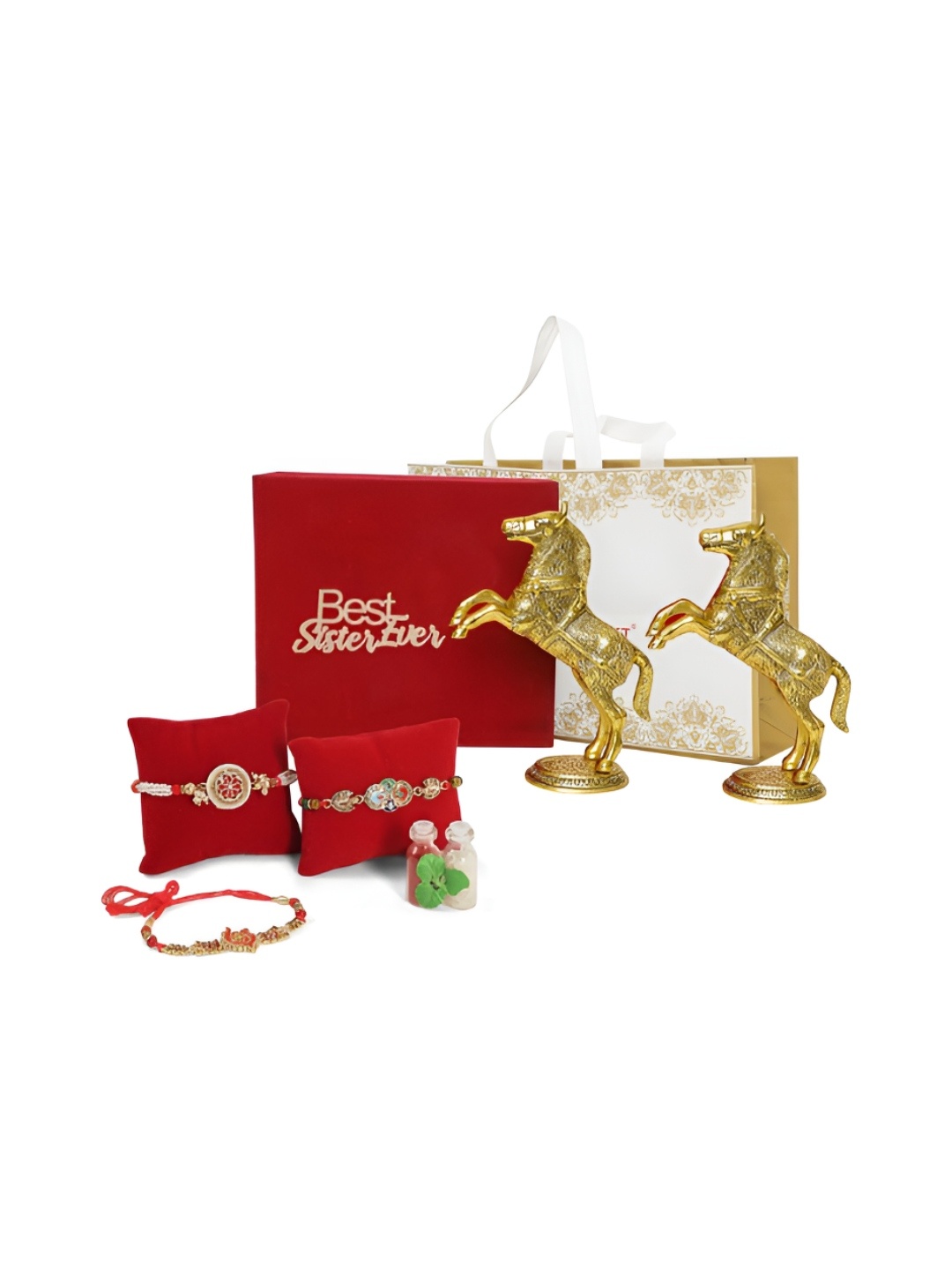 

INTERNATIONAL GIFT Gold-Toned & Red Rakhi Gift Set