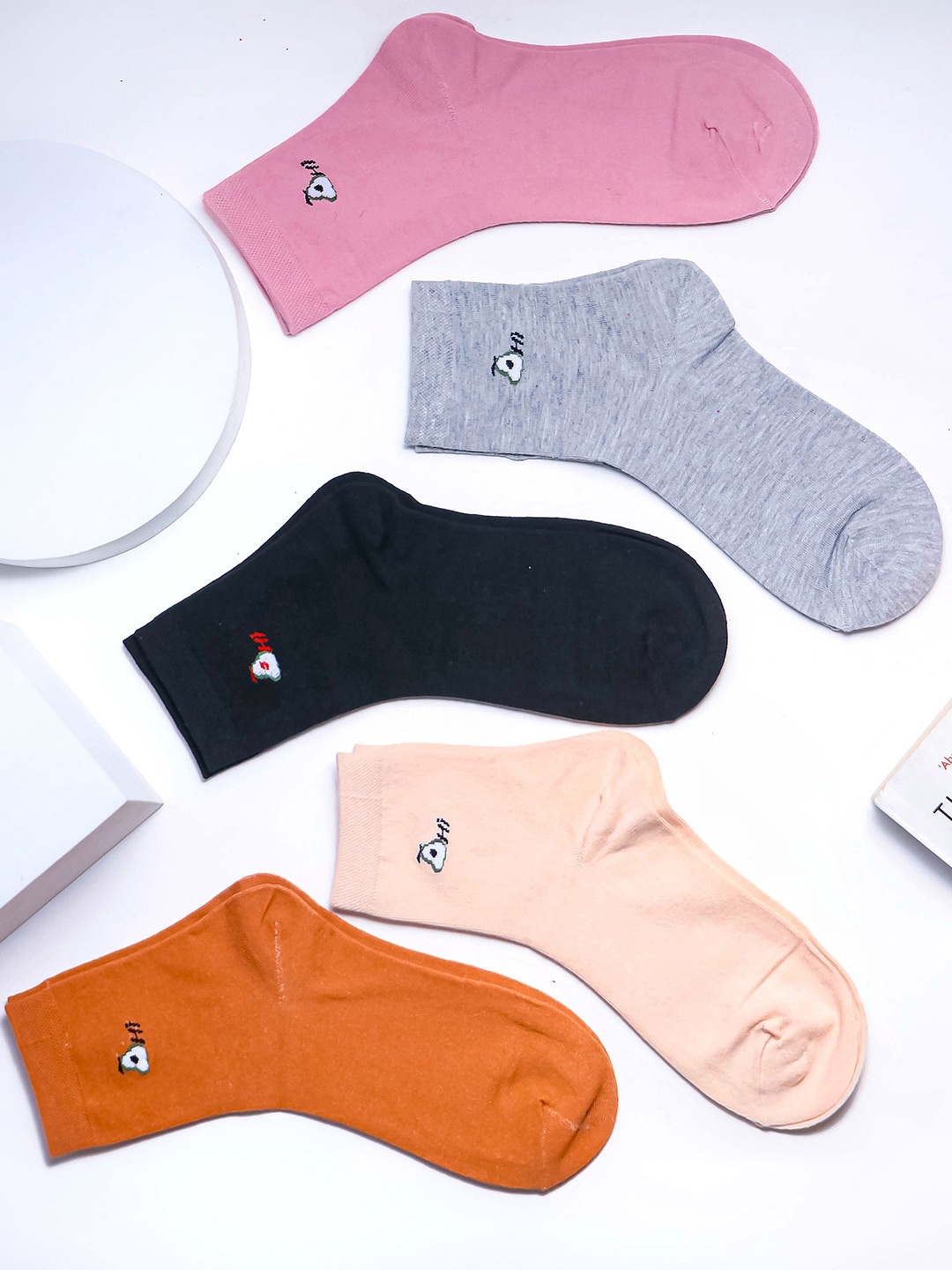 

Brauch Women Pack Of 5 Assorted Above Ankle-Length Socks, Grey