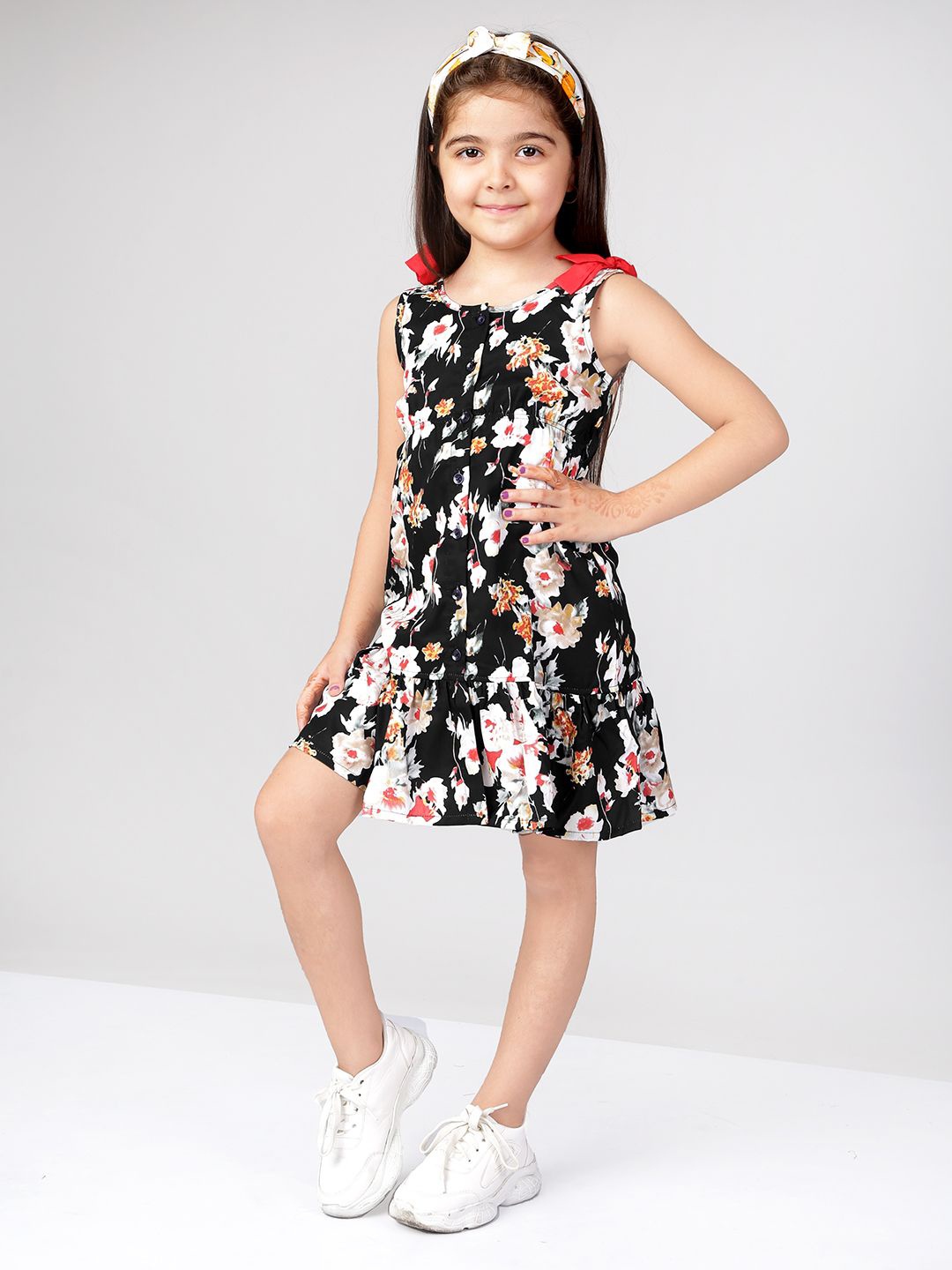 

Naughty Ninos Floral Print Crepe Fit & Flare Dress, Black