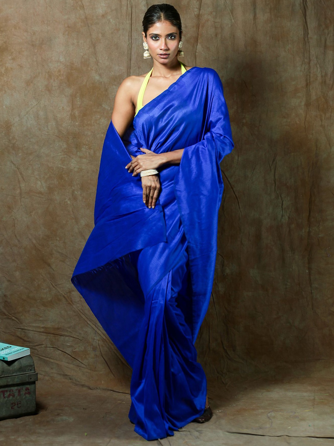 

Urbane Essence Solid Pure Silk Saree, Blue