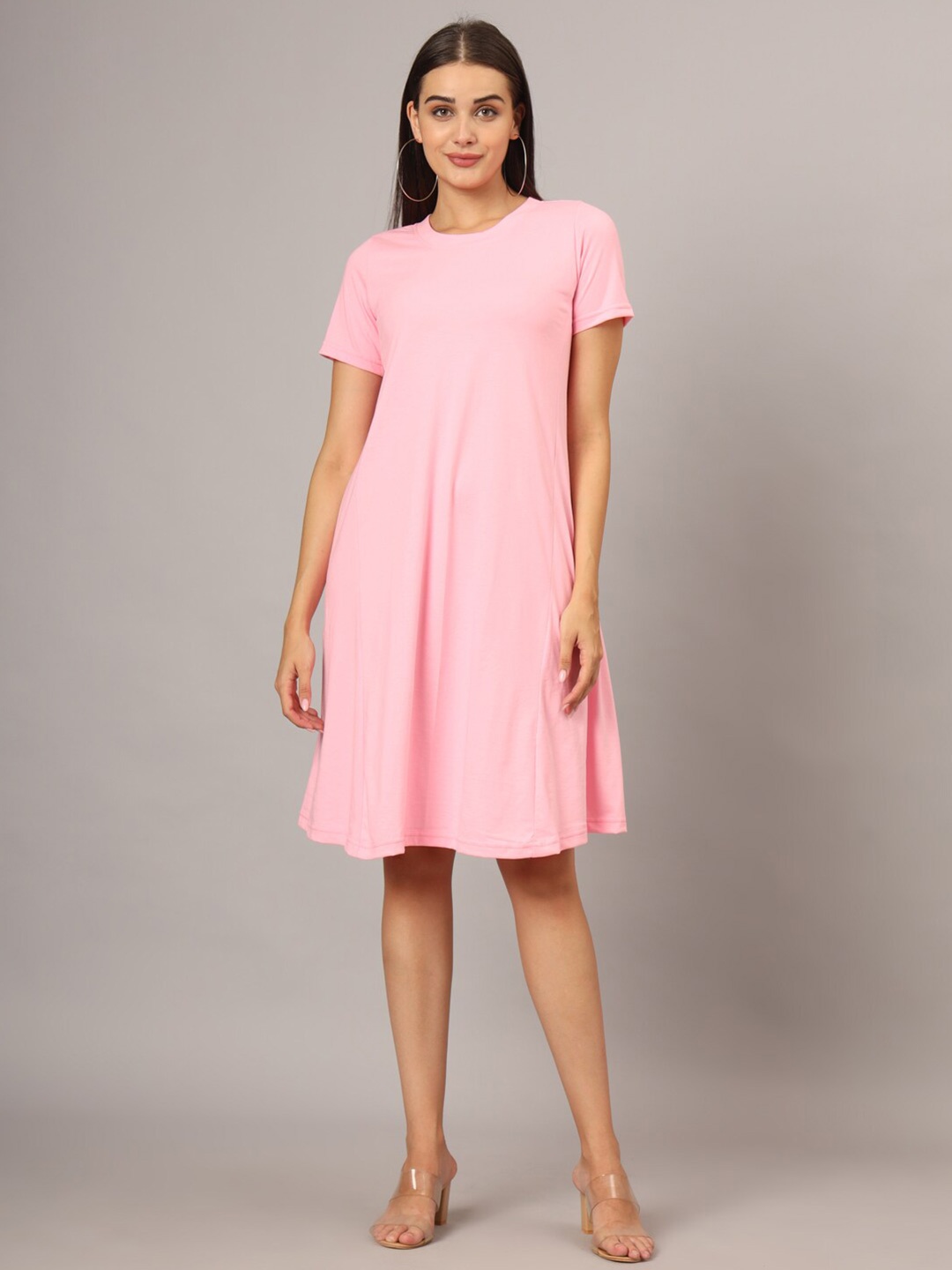

BRINNS Women Solid A-Line Dress, Pink