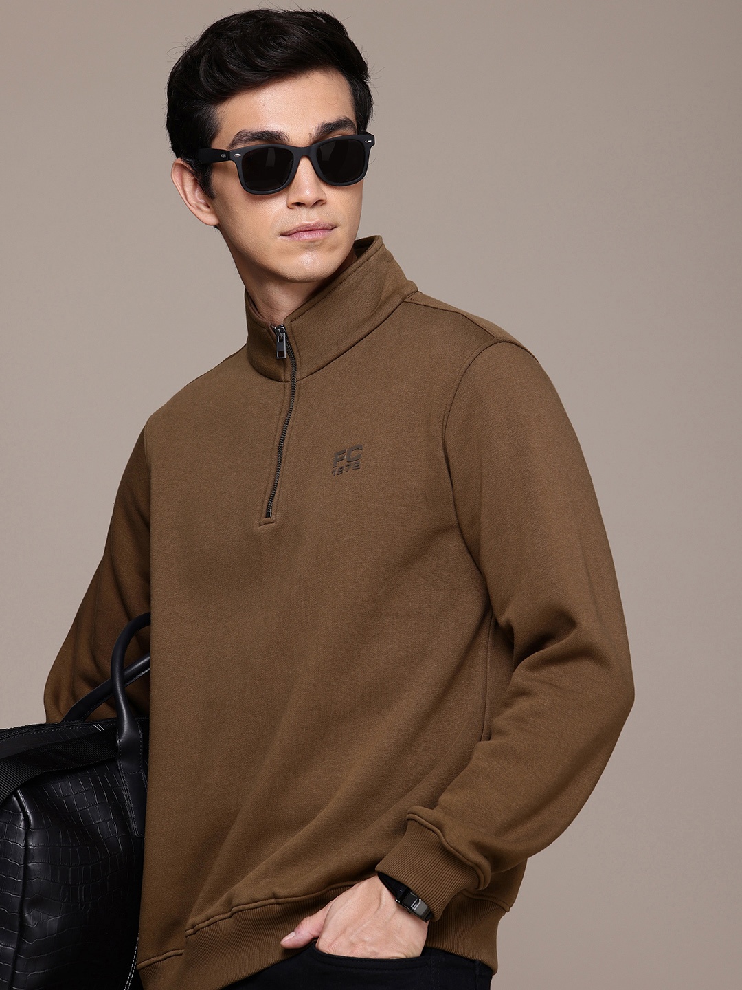 

French Connection High Neck Sweatshirt, Camel brown