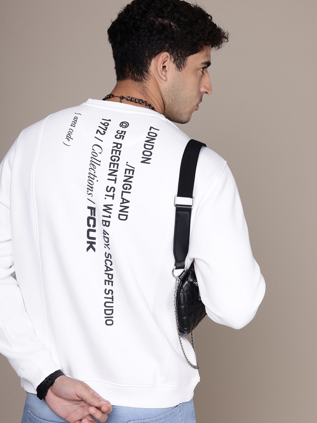 

French Connection Long Sleeves Typography Printed Sweatshirt, White