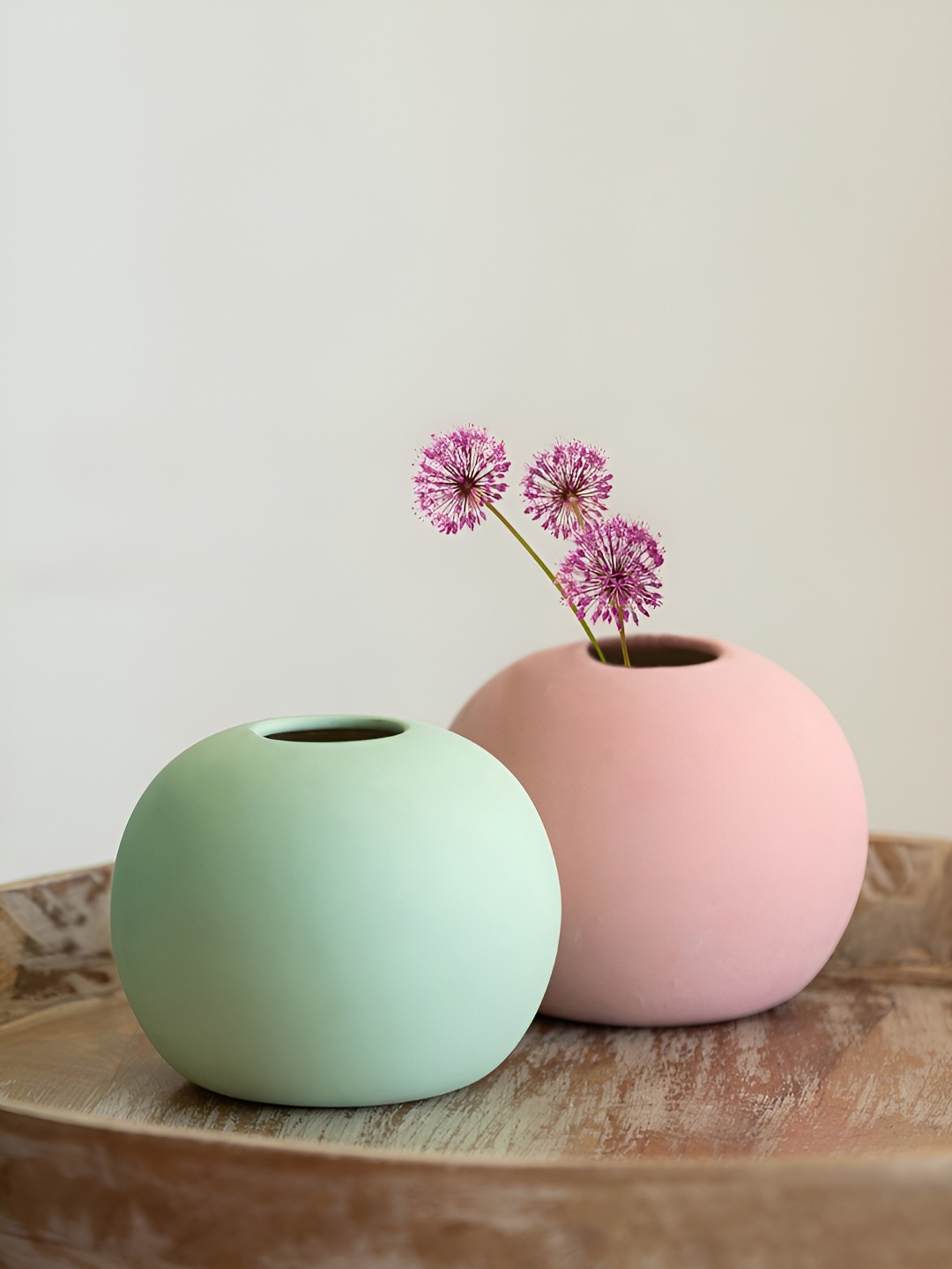 

ExclusiveLane Spring Hues Green & Peach 2 Pieces Ceramic Flower Vases, Lime green
