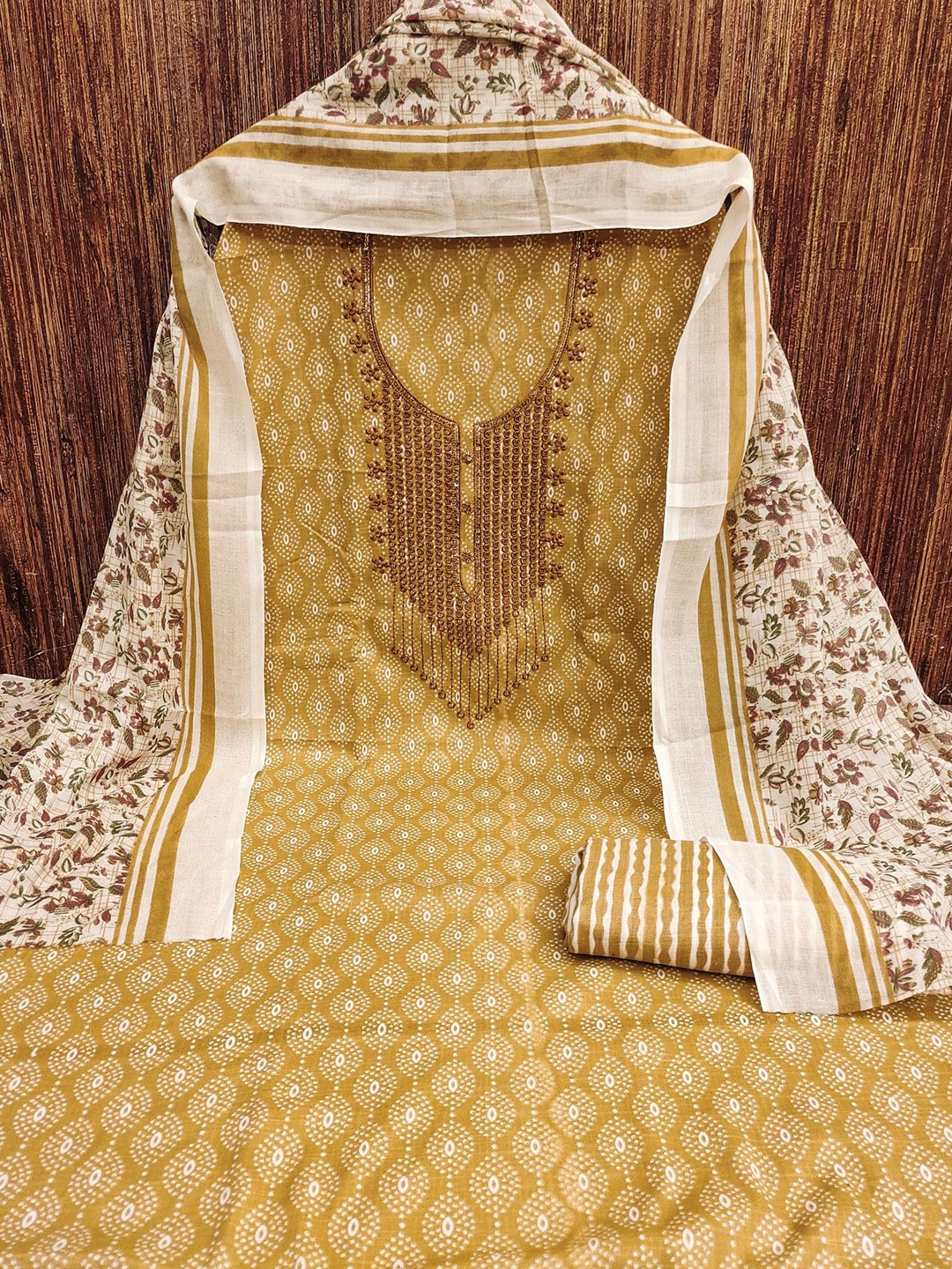 

LeeliPeeri Designer Ethnic Motifs Embroidered Unstitched Dress Material, Yellow