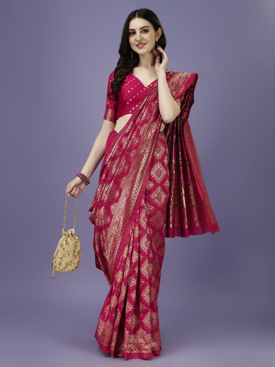 

KAZIA Woven Design Zari Banarasi Saree, Pink