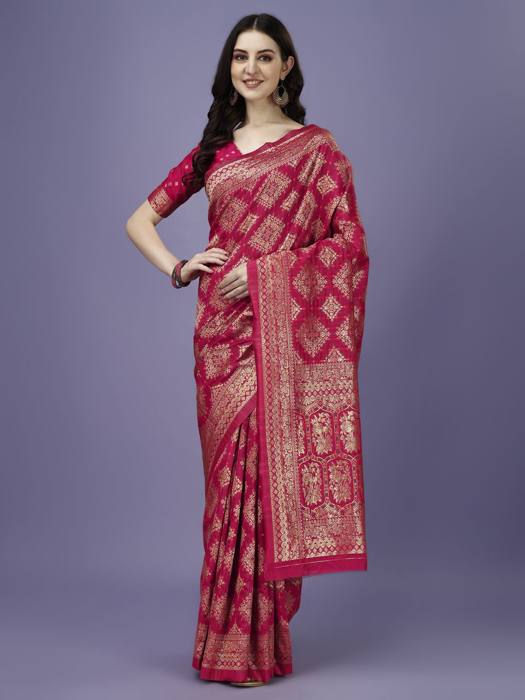 

KAZIA Woven Design Zari Banarasi Saree, Pink