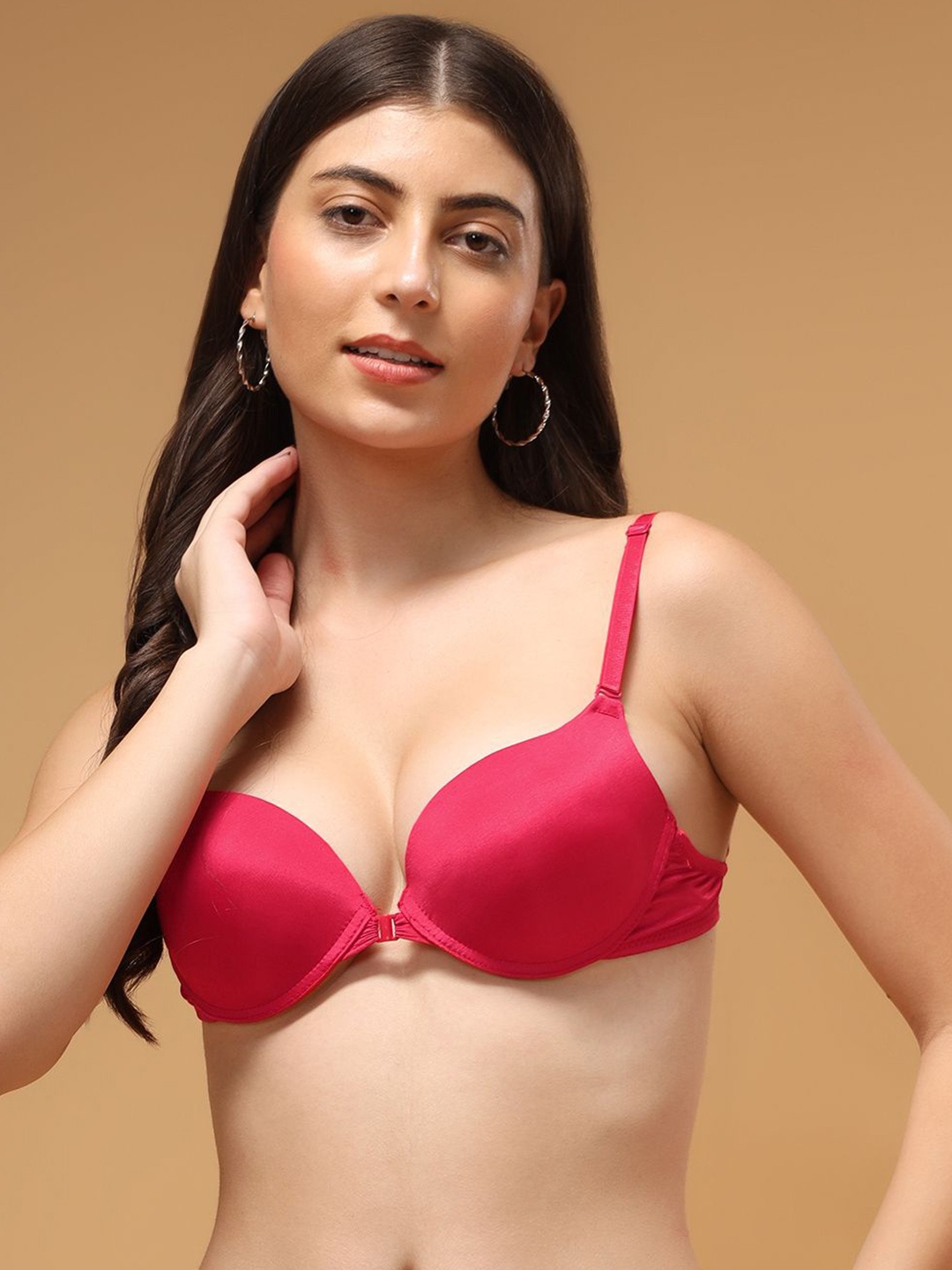 

BRACHY Medium Coverage Underwired Lightly Padded Plunge All Day Comfort Bra, Red