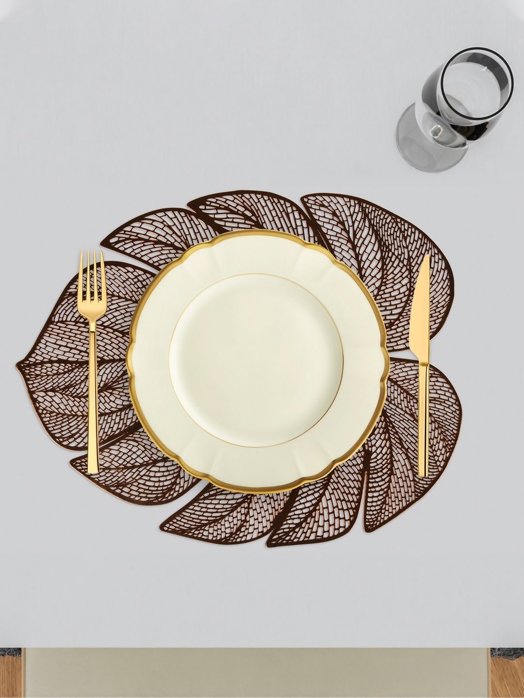 

Kuber Industries 6 Pieces Textured Leather Table Placemats, Copper