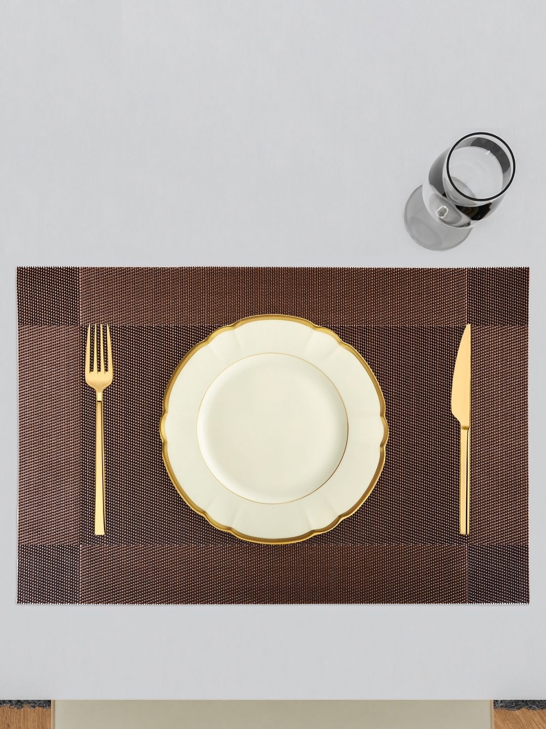 

Kuber Industries 6 Pieces Brown Rectangular Textured Table Placemats