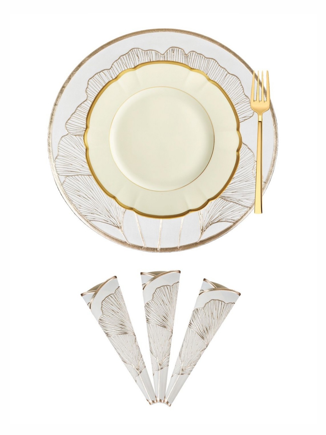 

Kuber Industries Cream & Gold Toned 4 Pieces Floral Table Placemats