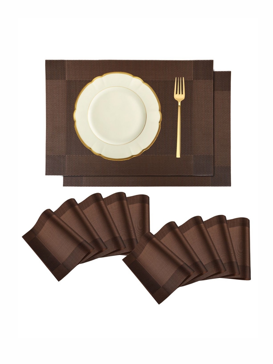 

Kuber Industries 12 Pieces Brown Table Placemats