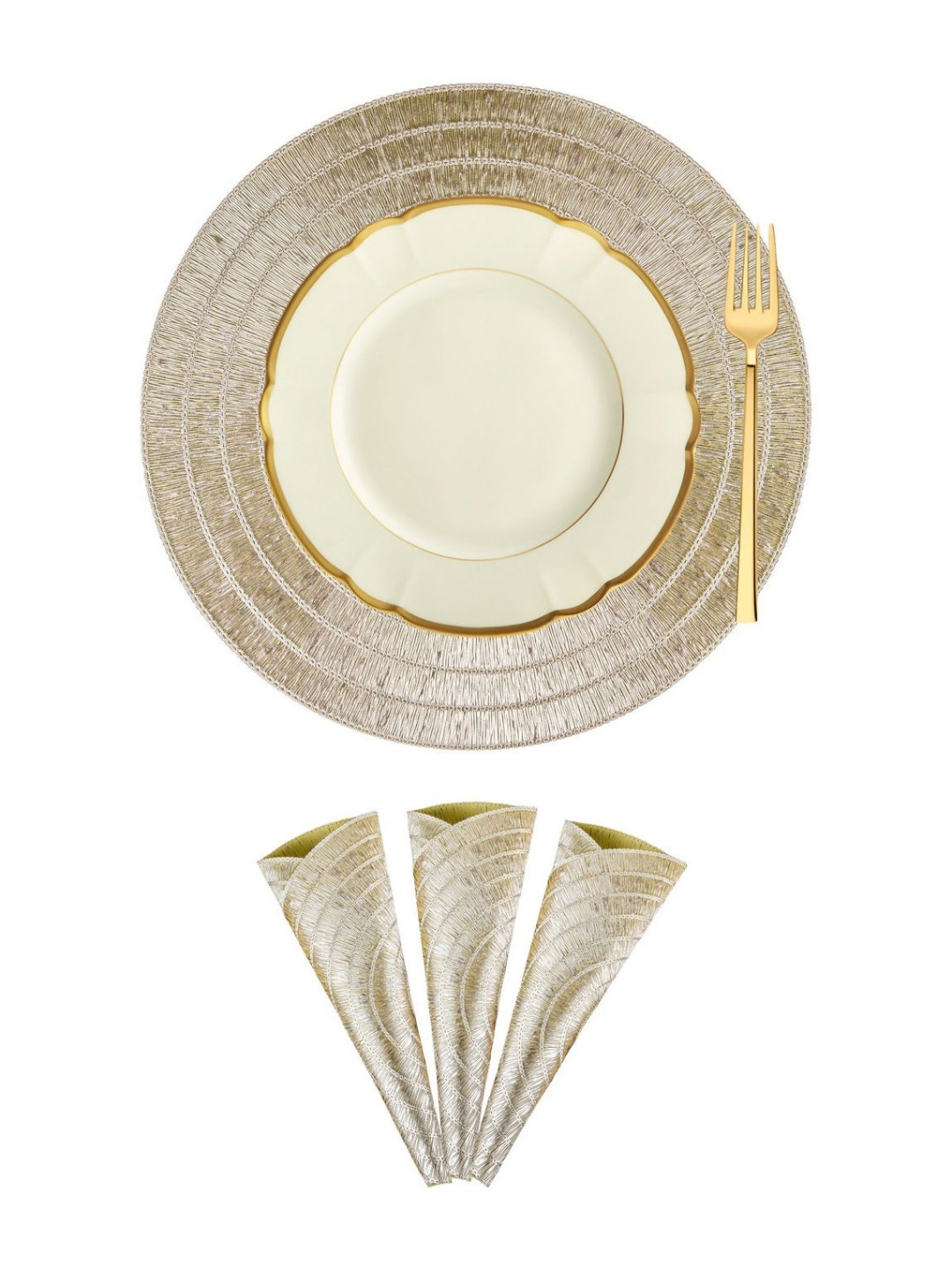 

Kuber Industries 4 Pieces Round Table Placemats, Gold