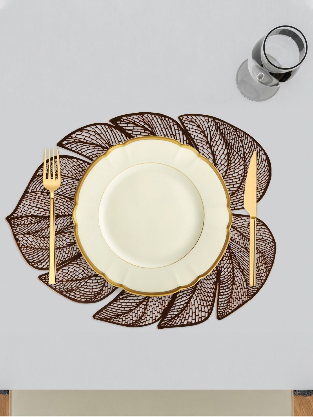 

Kuber Industries 12 Pieces Printed Leather Table Placemats, Copper