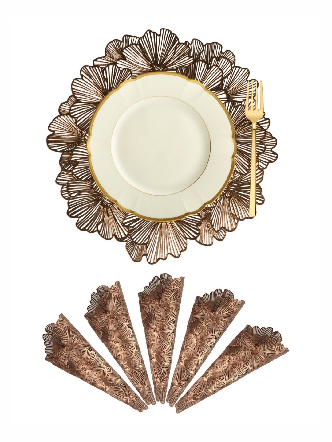

Kuber Industries Brown 6 Pieces Leather Round Table Placemats