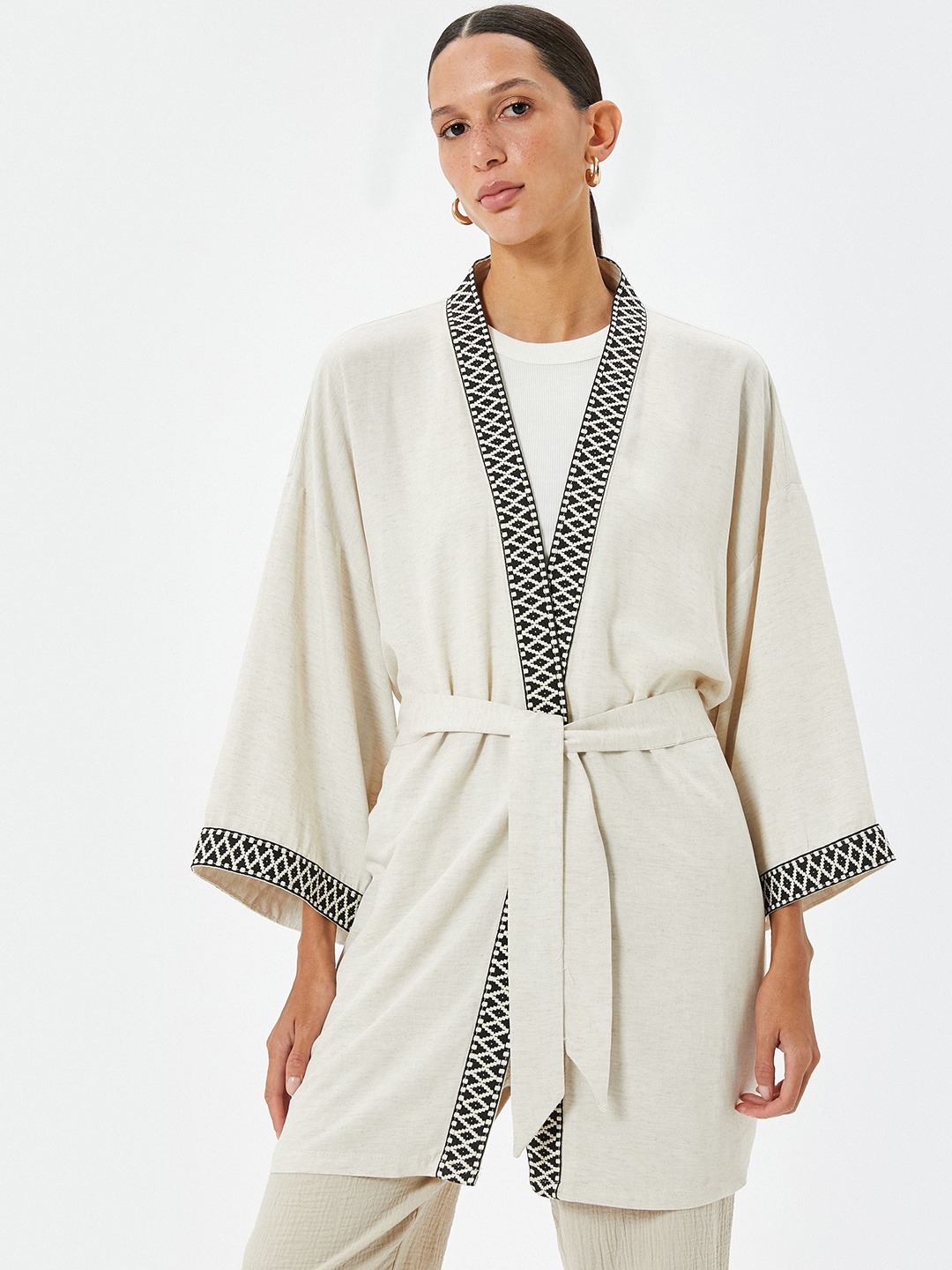 

Koton Printed Pure Cotton Robe, Beige