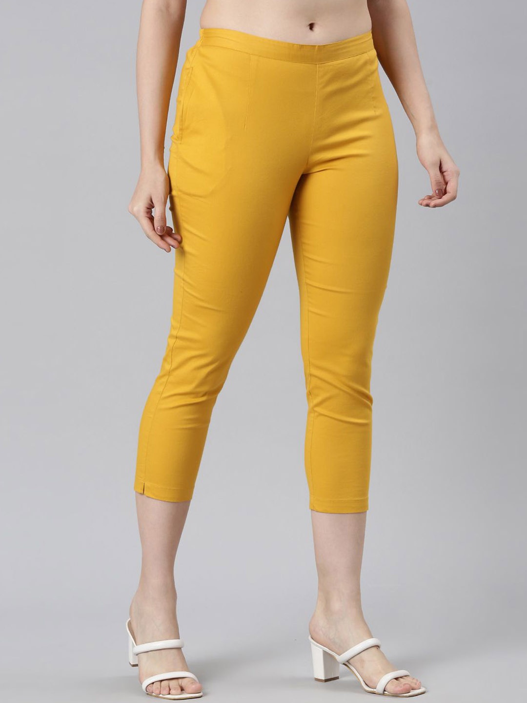 

Souchii Women Tailored Tapered Fit High-Rise Easy Wash Trousers, Mustard