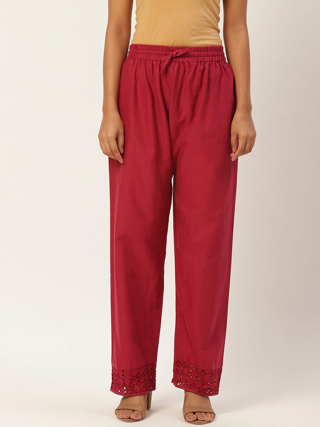 

KALINI Women Lace Ethnic Palazzos, Maroon