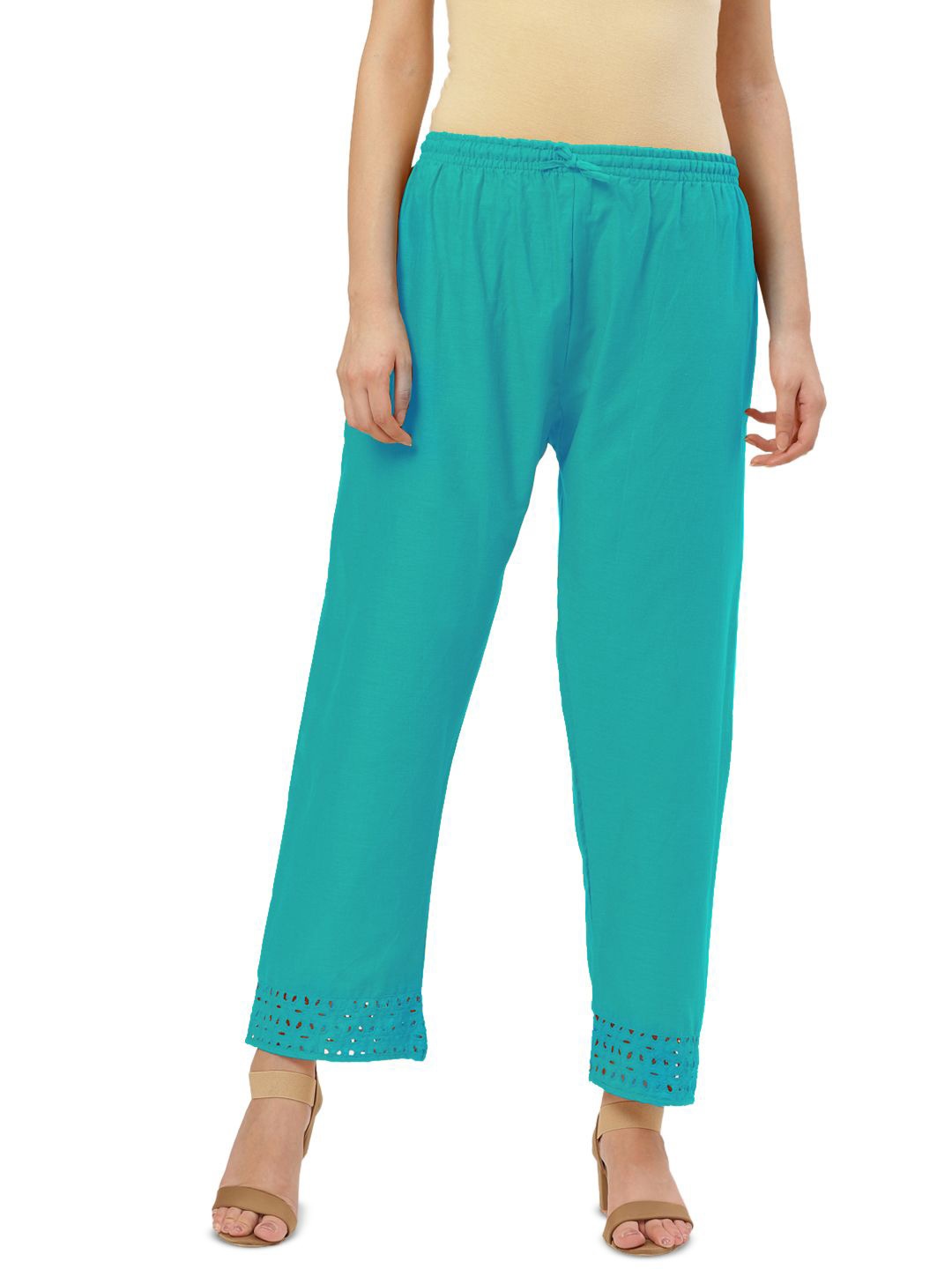 

KALINI Women Lace Ethnic Palazzos, Blue