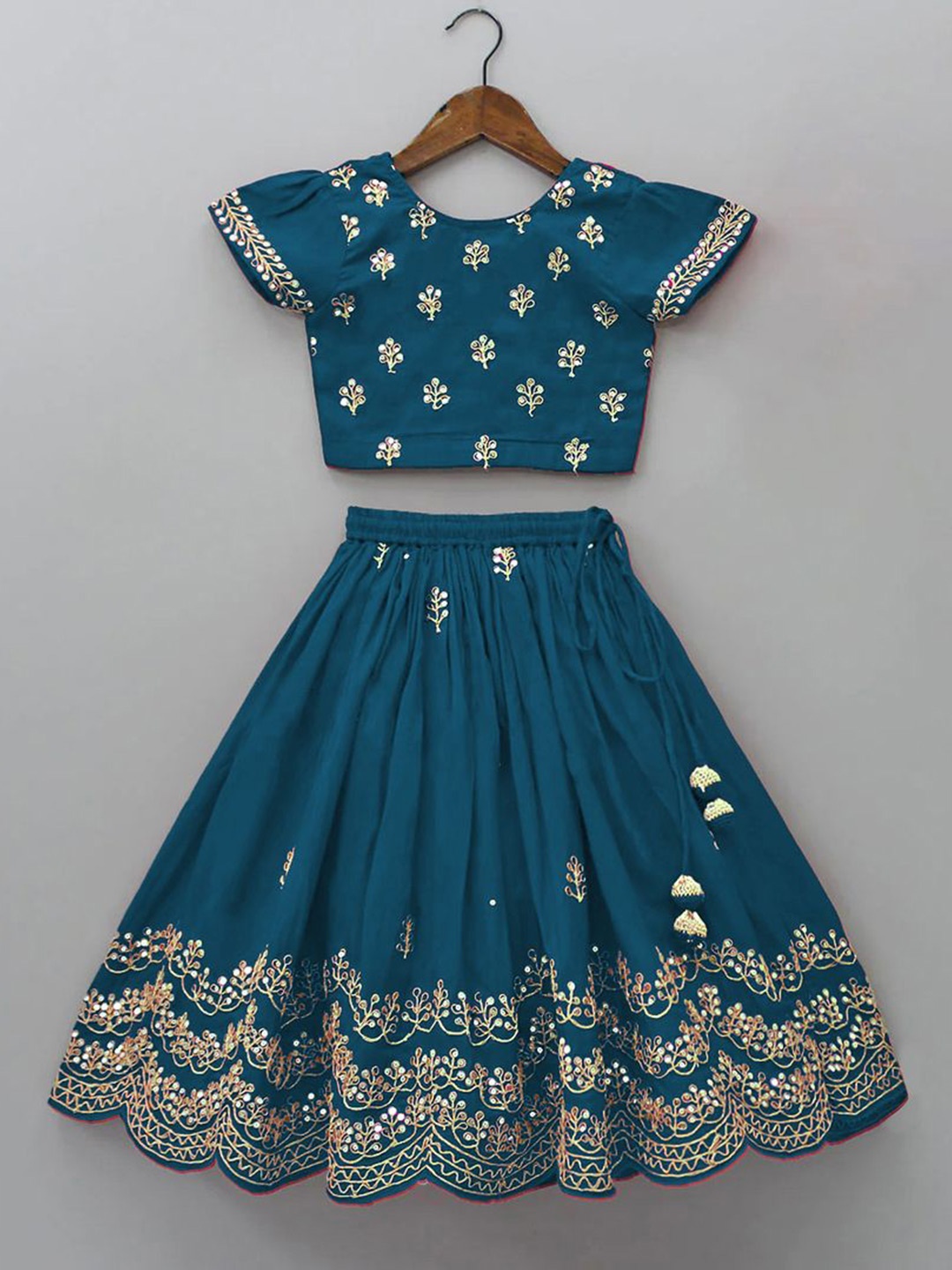 

BAESD Girls Embroidered Ready to Wear Lehenga & Top, Teal