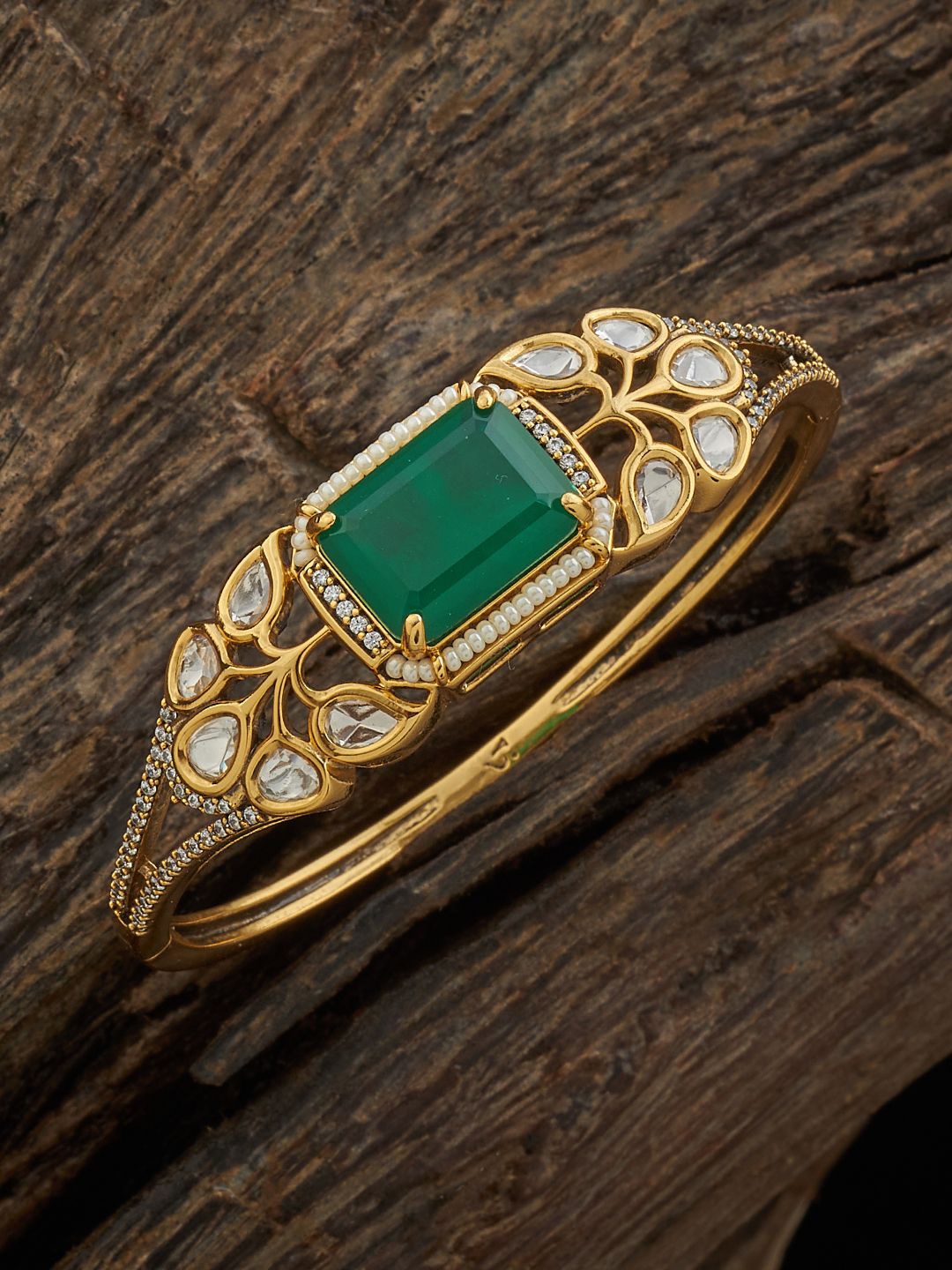 

Kushal's Fashion Jewellery Kundan Kada Bracelet, Gold