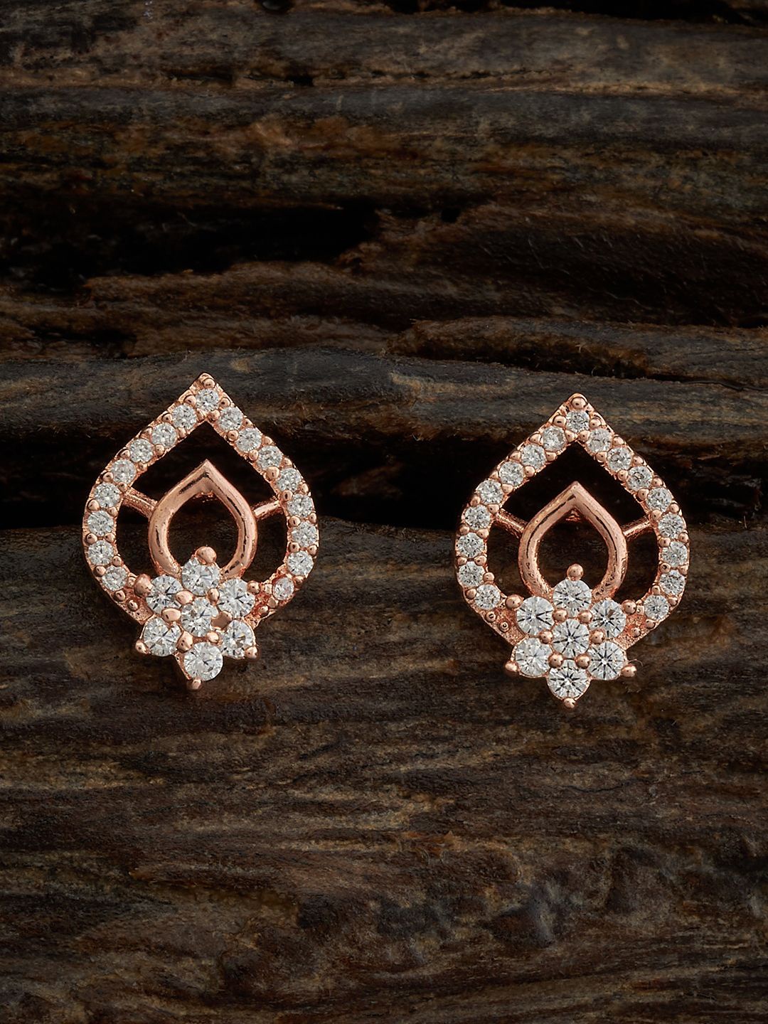 

Kushal's Fashion Jewellery Rose Gold Plated Cubic Zirconia Studs Earrings