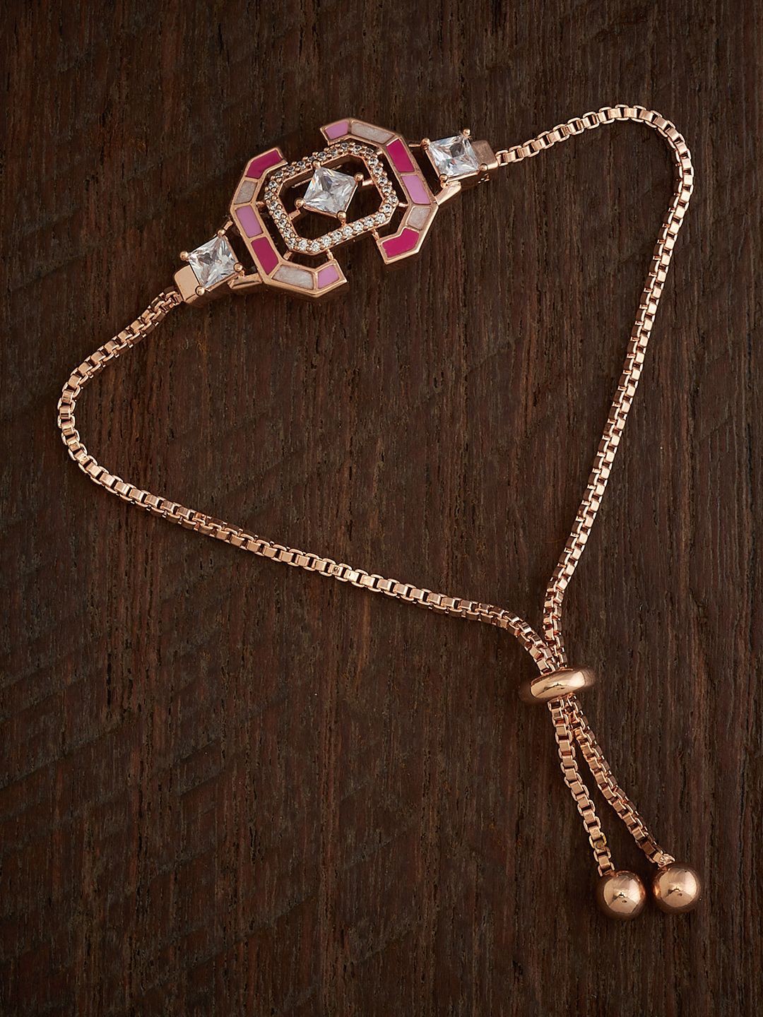 

Kushal's Fashion Jewellery Cubic Zirconia Rose Gold-Plated Bracelet