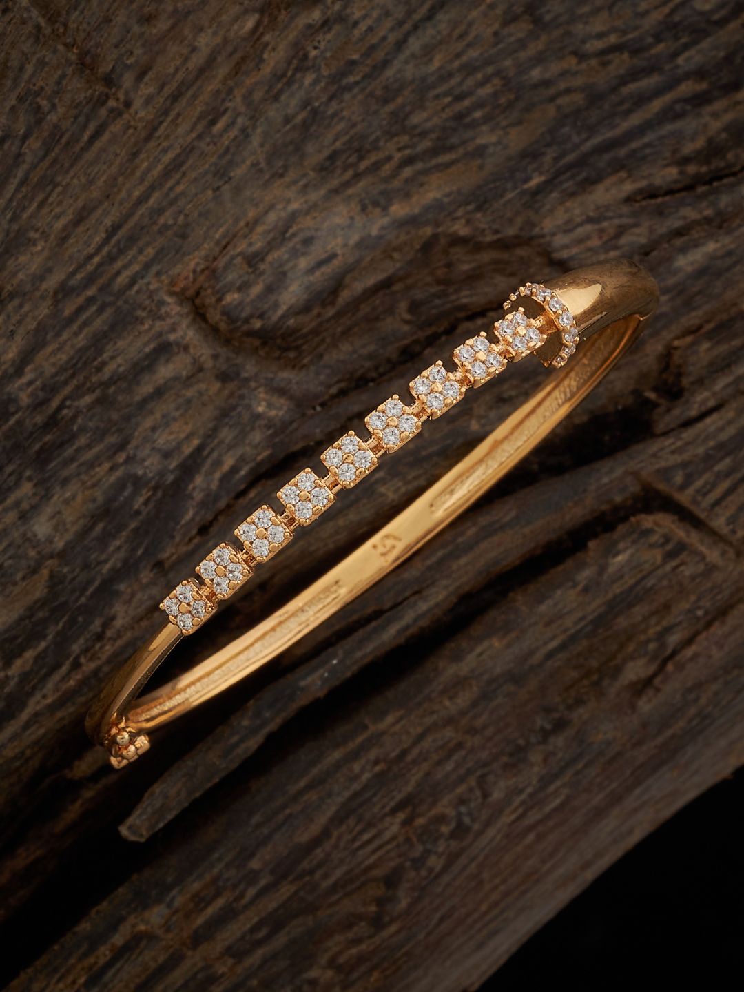 

Kushal's Fashion Jewellery Cubic Zirconia Gold-Plated Kada Bracelet
