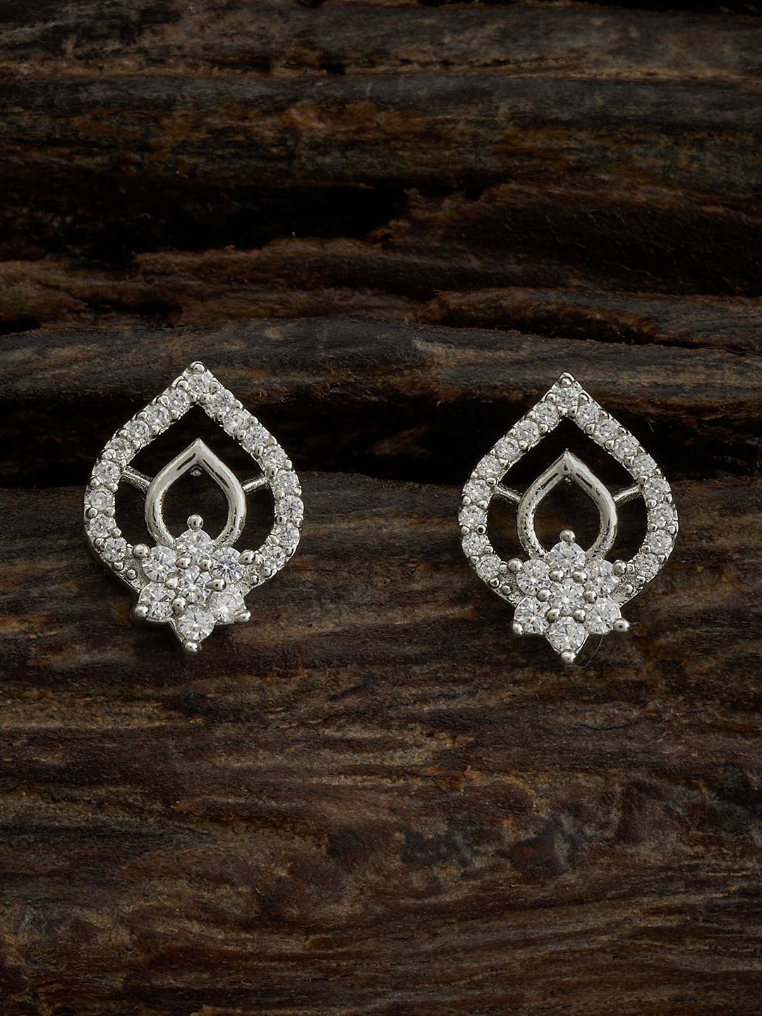 

Kushal's Fashion Jewellery Rhodium-Plated Classic Studs Earrings, White