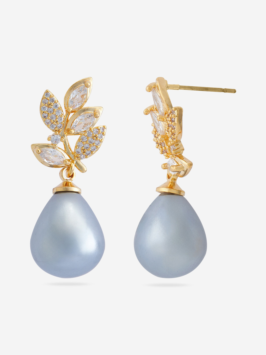 

Kushal's Fashion Jewellery Gold-Plated Classic Cubic Zirconia Drop Earrings, Grey