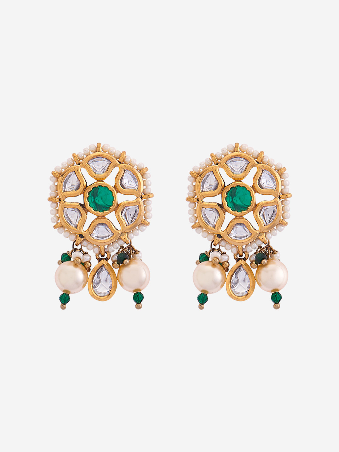 

Kushal's Fashion Jewellery Gold-Plated Stones Studded Contemporary Studs Earrings, Green
