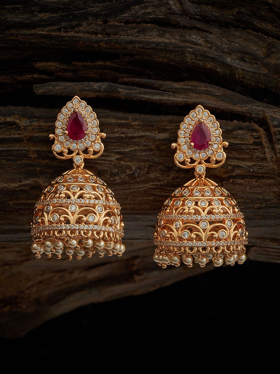 

Kushal's Fashion Jewellery Gold-Plated Dome Shaped Jhumkas