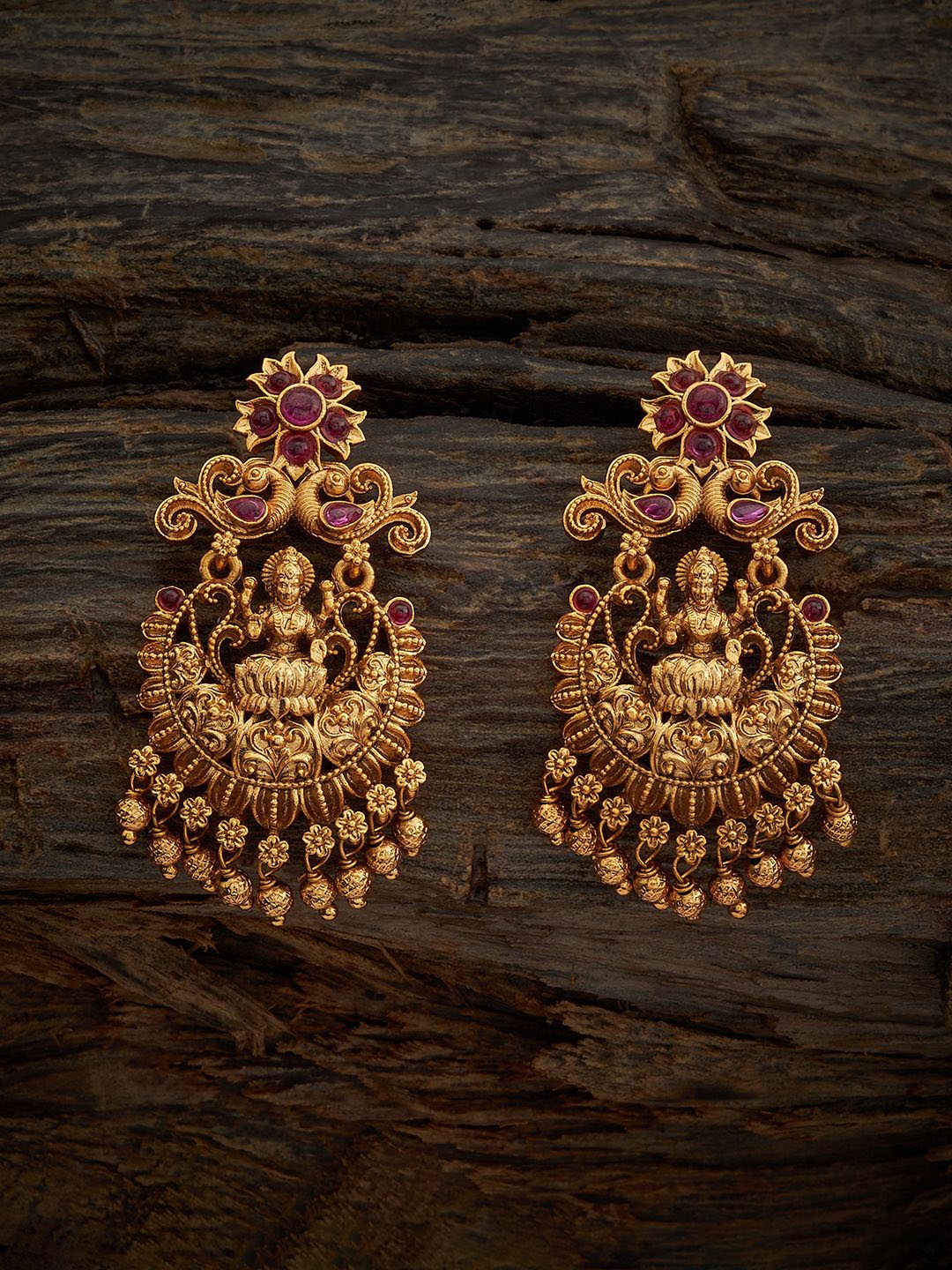 

Kushal's Fashion Jewellery Gold-Plated Classic Antique Chandbalis