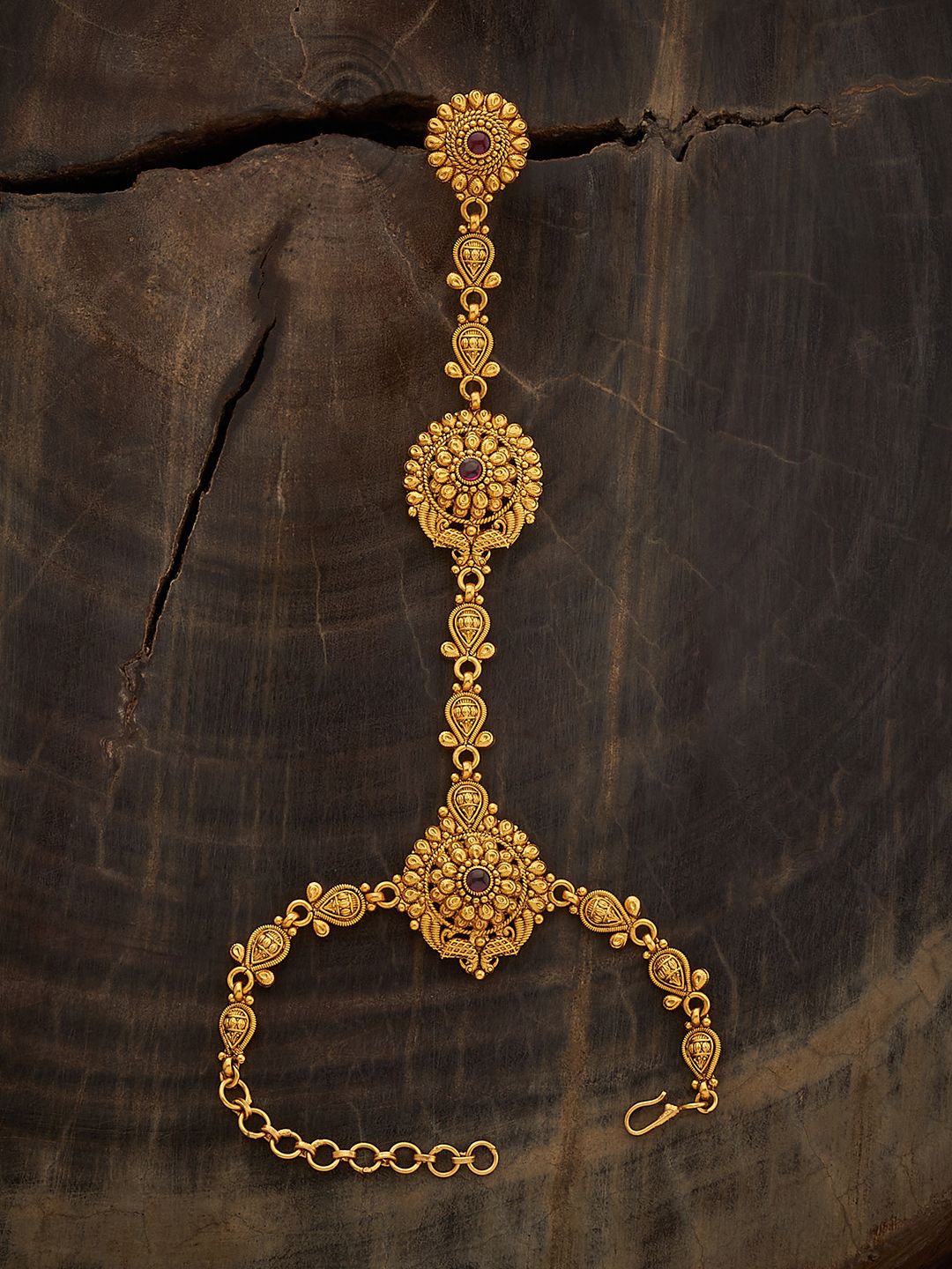 

Kushal's Fashion Jewellery Antique Gold-Plated Ring Bracelet