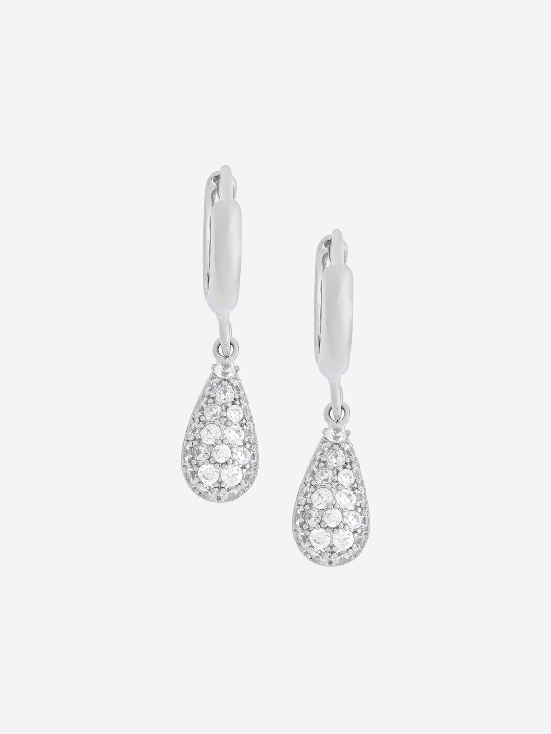 

Kushal's Fashion Jewellery Rhodium-Plated Silver Cubic Zirconia Contemporary Hoop Earrings, White