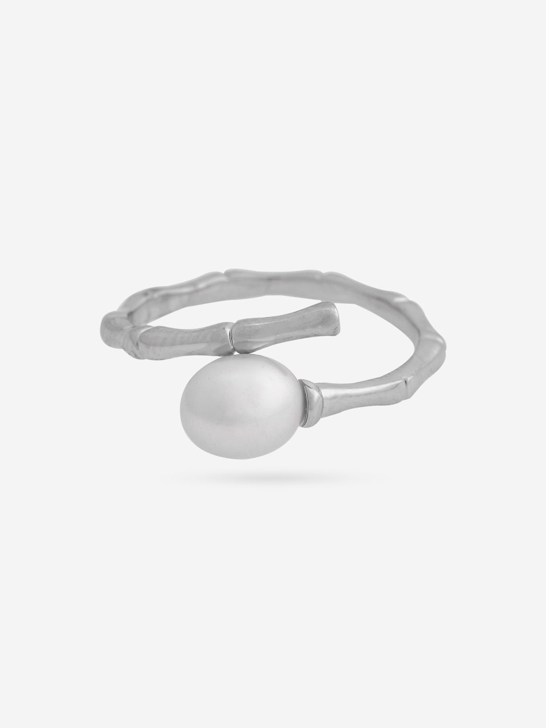 

Kushal's Fashion Jewellery Rhodium-Plated Pearl Studded Finger Ring, White