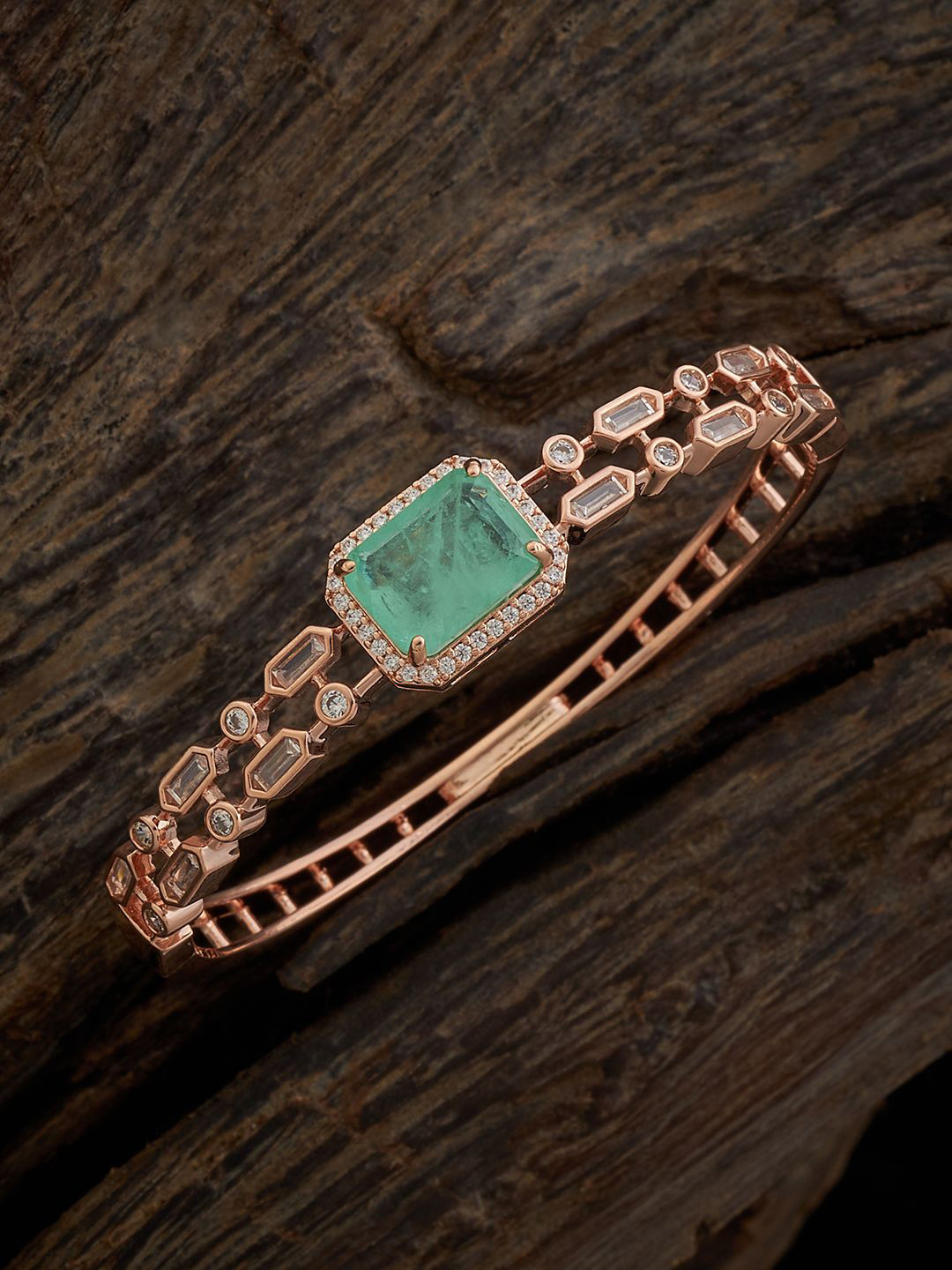 

Kushal's Fashion Jewellery Cubic Zirconia Rose Gold-Plated Kada Bracelet