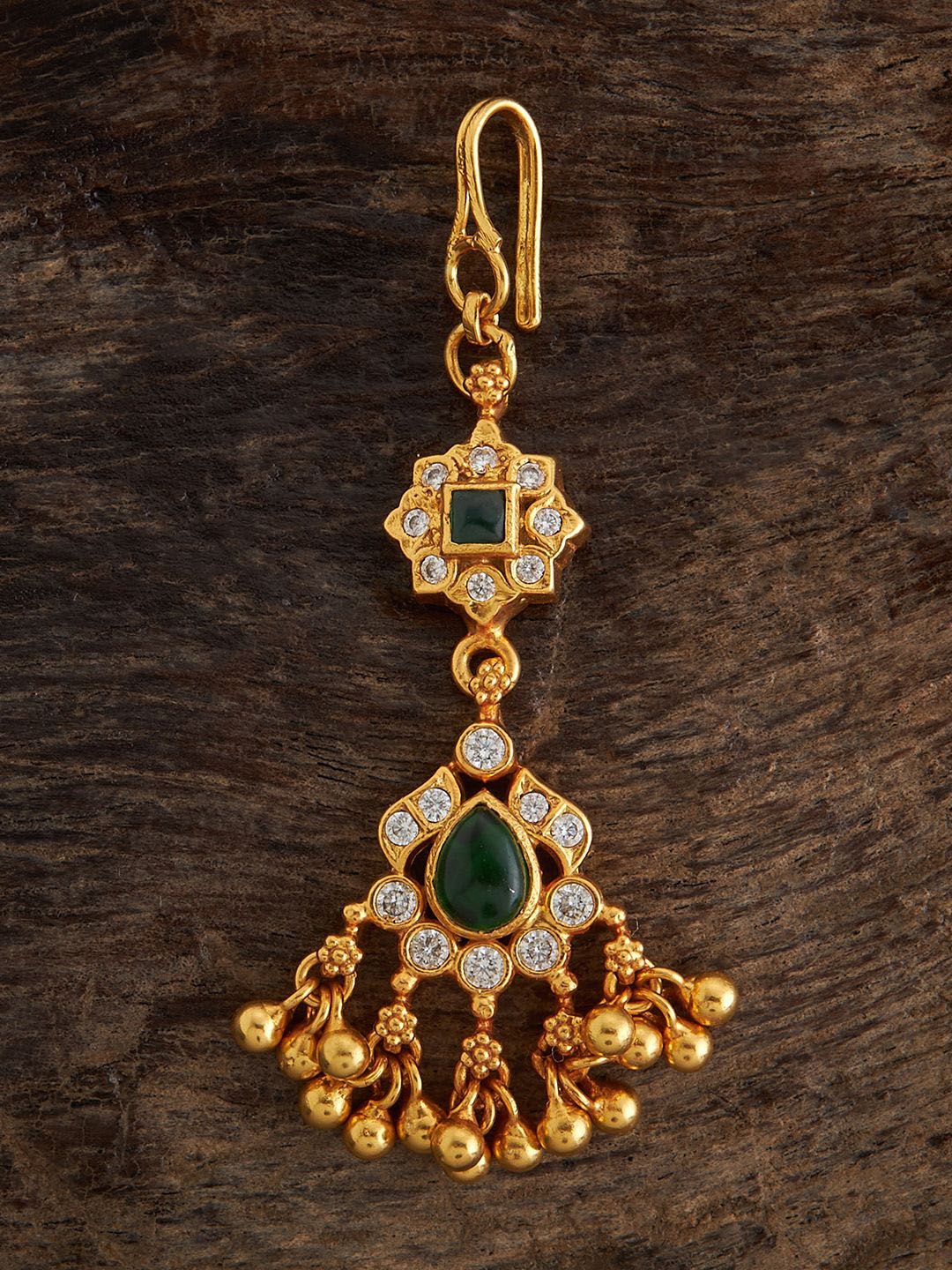 

Kushal's Fashion Jewellery Gold-Plated Stone Studded Ethnic 92.5 Silver Temple Maang Tikka