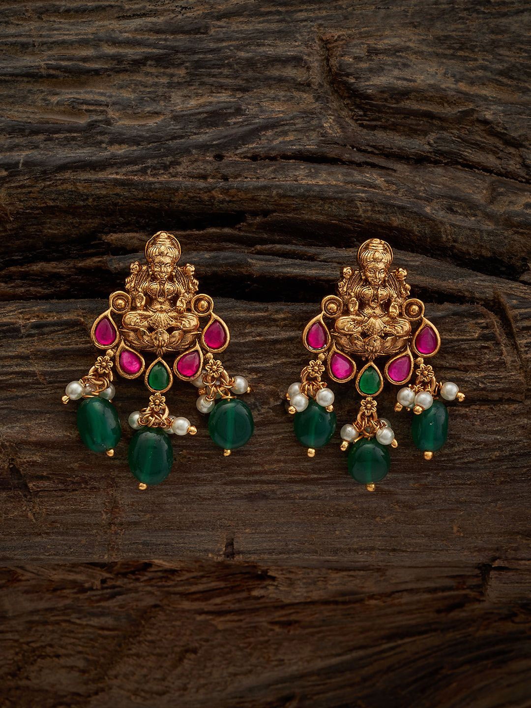 

Kushal's Fashion Jewellery Gold Plated Antique Drop Earrings