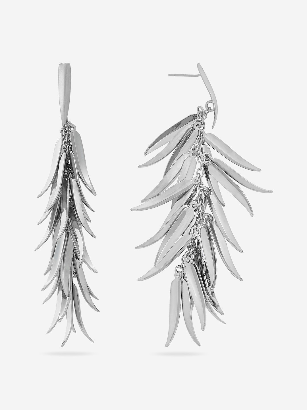 

Kushal's Fashion Jewellery Rhodium-Plated Contemporary Drop Earrings, Silver