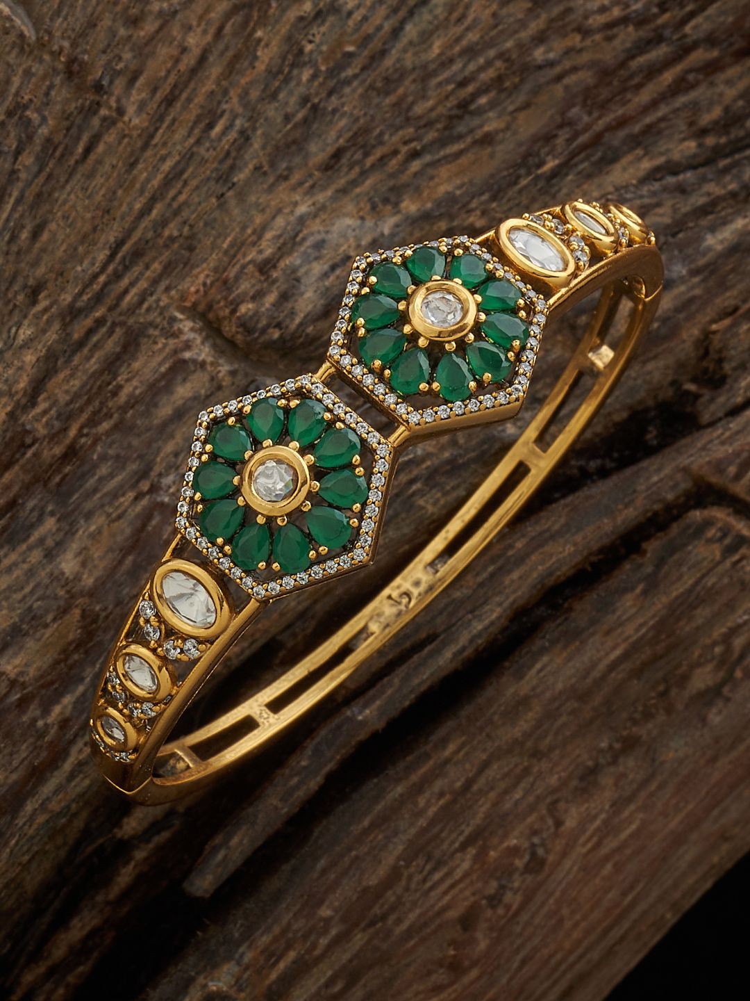 

Kushal's Fashion Jewellery Kundan Kada Bracelet, Gold