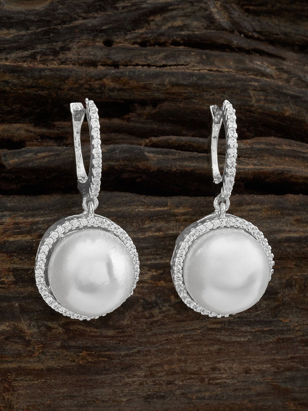 

Kushal's Fashion Jewellery Rhodium-Plated Circular Cubic Zirconia Hoop Earrings, White