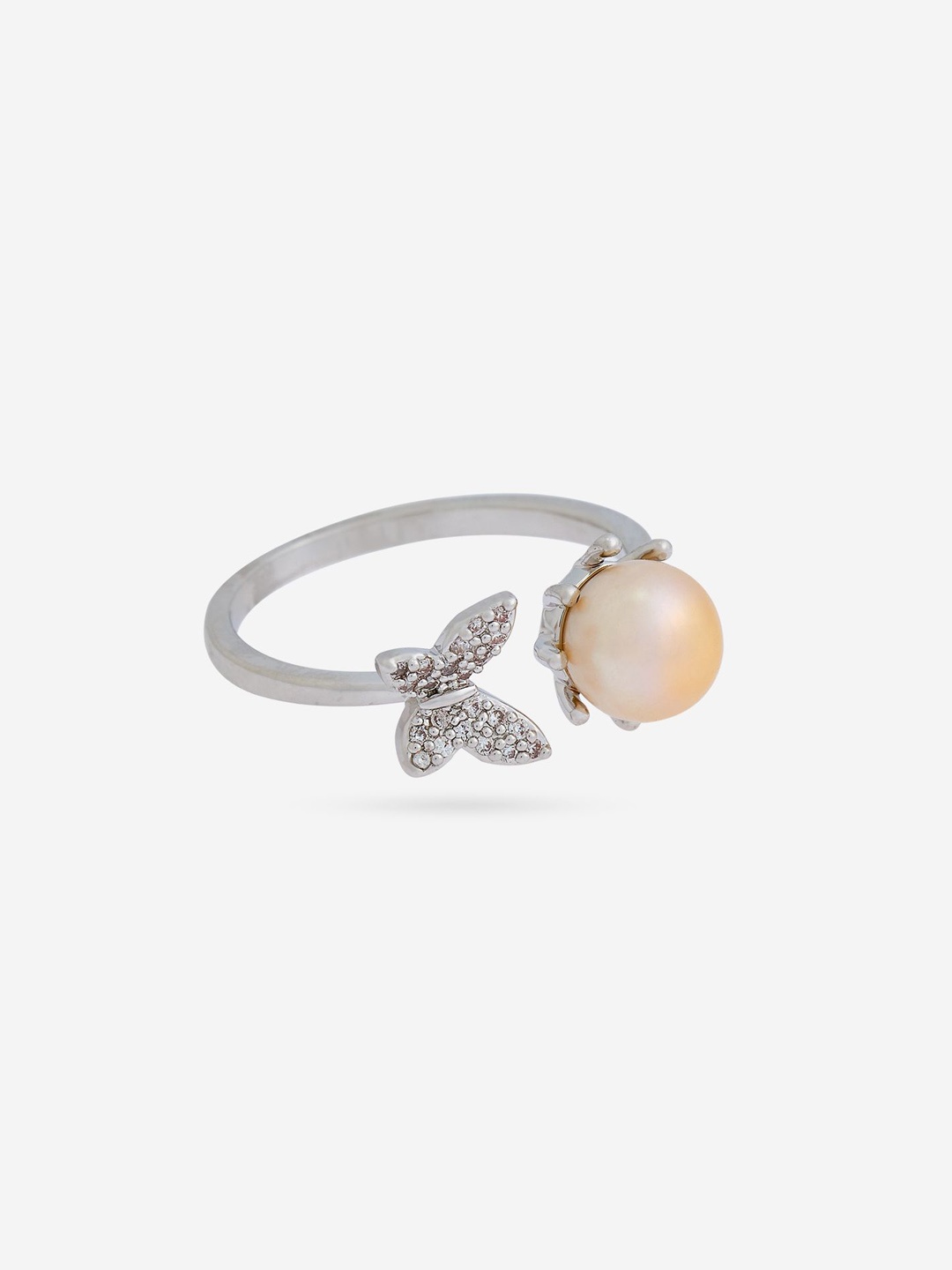 

Kushal's Fashion Jewellery Rhodium-Plated Cubic Zirconia Finger Ring, Silver