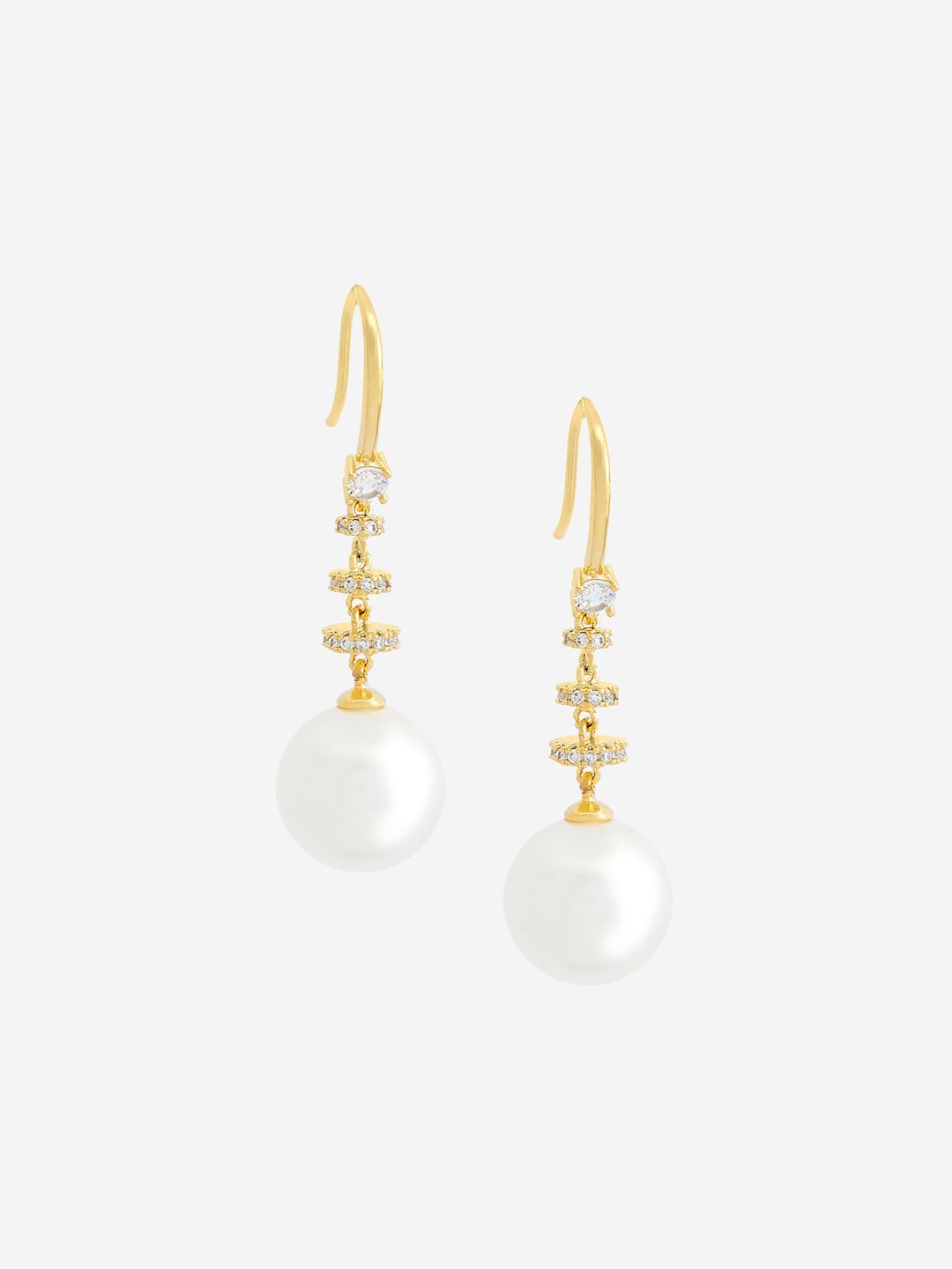 

Kushal's Fashion Jewellery Gold-Plated Cubic Zirconia Contemporary Drop Earrings